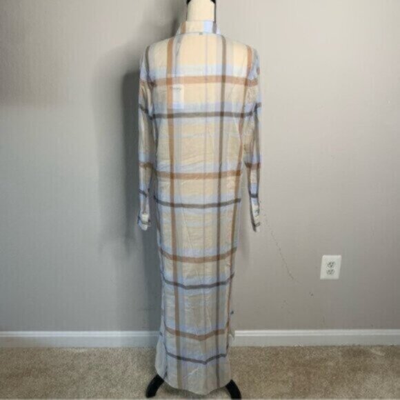 NWT Theory Sheer Plaid Maxi Shirt Dress - Picture 10 of 12